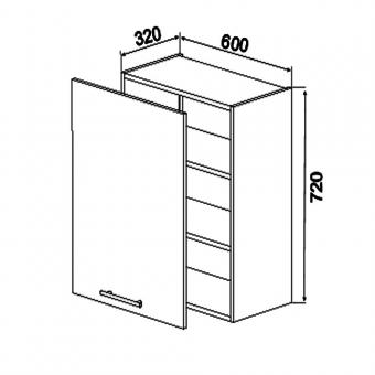Шкаф навесной 1Д-G60 ГЛАМУР - схема