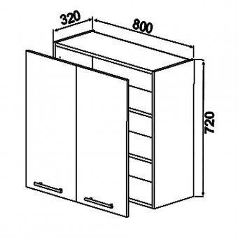 Шкаф навесной 2Д-G80 ГЛАМУР - схема