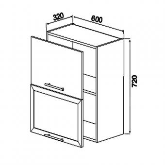 Шкаф навесной с витриной 2ДГ-GW60 ГЛАМУР - схема