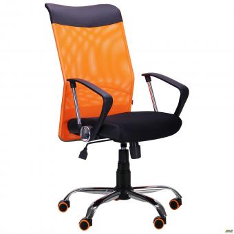 Кресло AMF АЭРО HB LINE Color - Сетка Черная+Кожзам Неаполь-20/Сетка Оранжевая