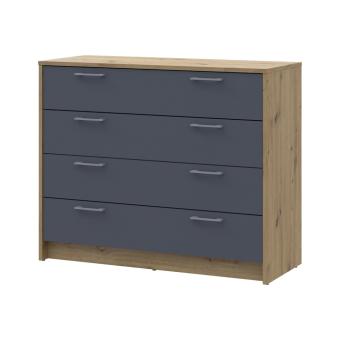 Комод Doros Ронді Дуб Артизан/Графіт 4 ящики 100х40х82 DRS-011781 (41516186)