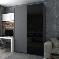 Шафа-купе двохдверна Doros G-Caiser 180х60х240 см Графіт/1 Чорне скло (DRS-011037)