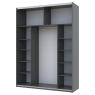 Шафа-купе двохдверна Doros G-Caiser 180х60х240 см Графіт/Дуб евок/1 Чорне скло (DRS-011228)