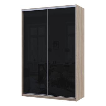 Шафа купе Сіті Лайт Слім Дуб Сонома Скло Чорне 150х60х225 (DRS-011536)