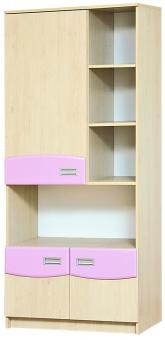Шкаф книжный Терри - клен, розовый
